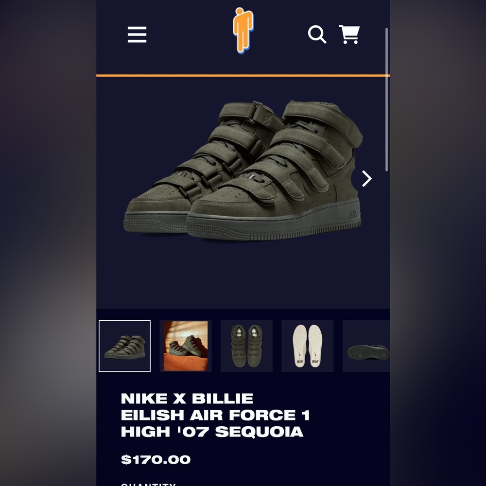 NIB NIKE X BILLIE EILISH AIR FORCE 1 HIGH 'O7 SEQUOIA